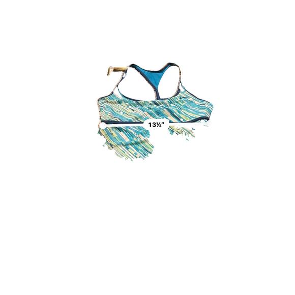 NIKE DRI-FIT Size 10 Womens Med Blue Lined Wireless Racerback Sports Tankini - Picture 7 of 8